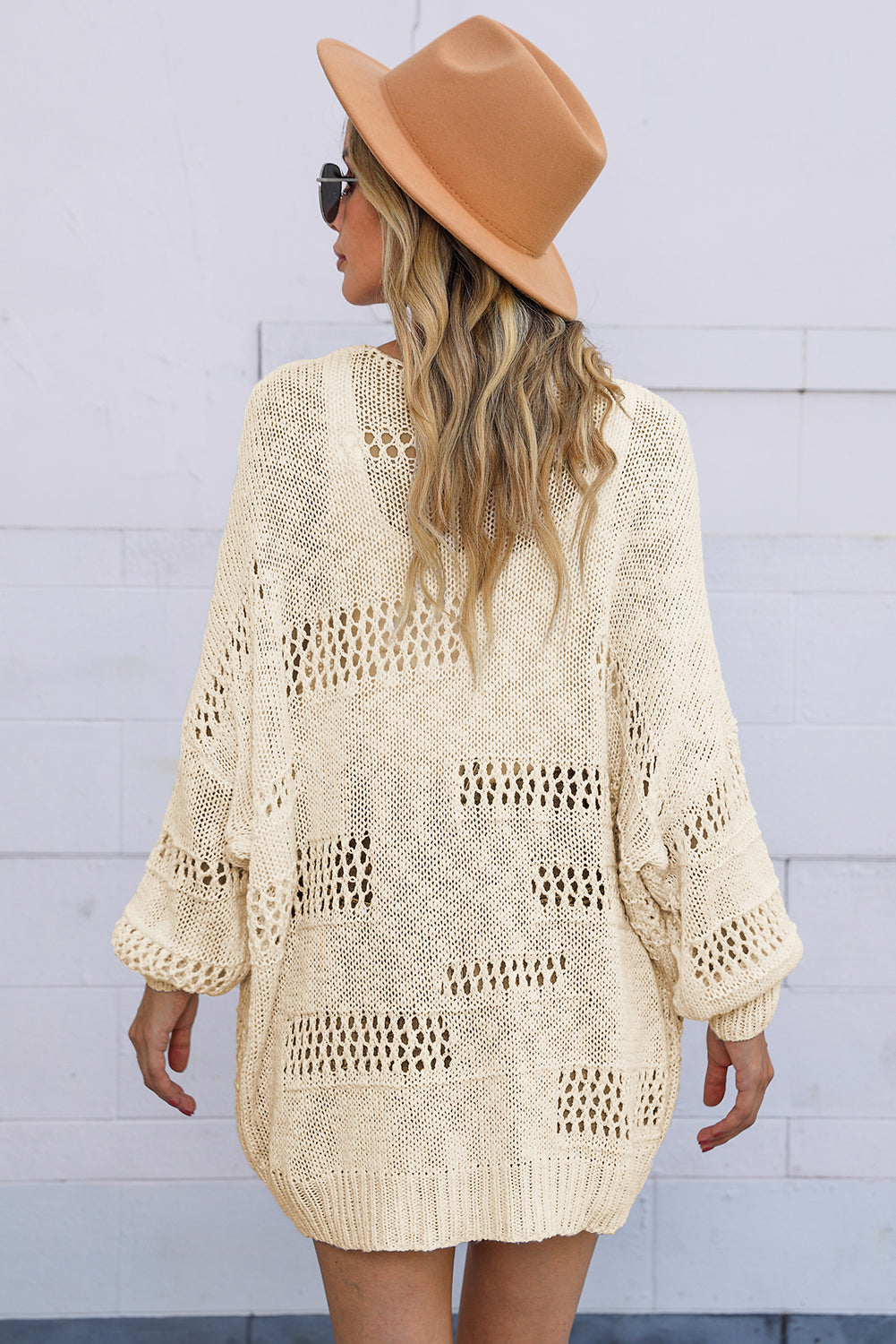 Hollowed Knit Dolman Sleeve Cardigan