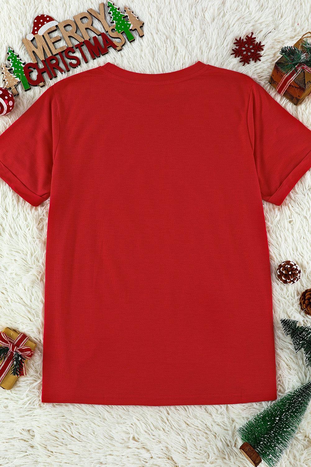 Camiseta con gráfico de copo de nieve y gorro de Papá Noel en color gris