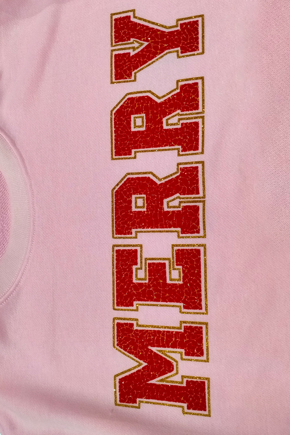 Pink MERRY Graphic Pullover Sweatshirt