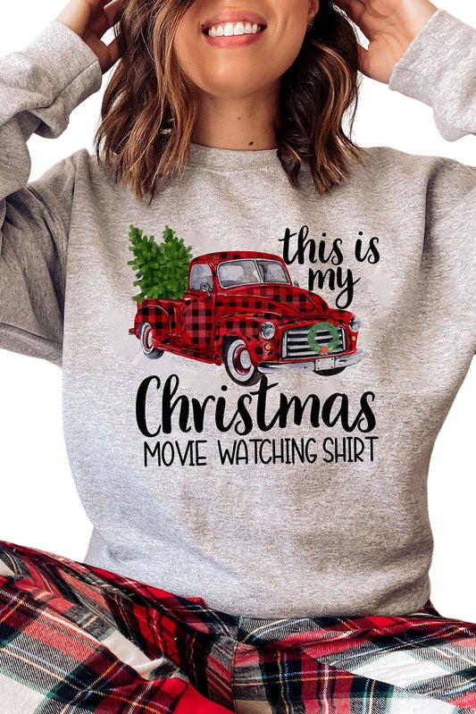 Sudadera con capucha y estampado gráfico de coches a cuadros con letras navideñas en color gris