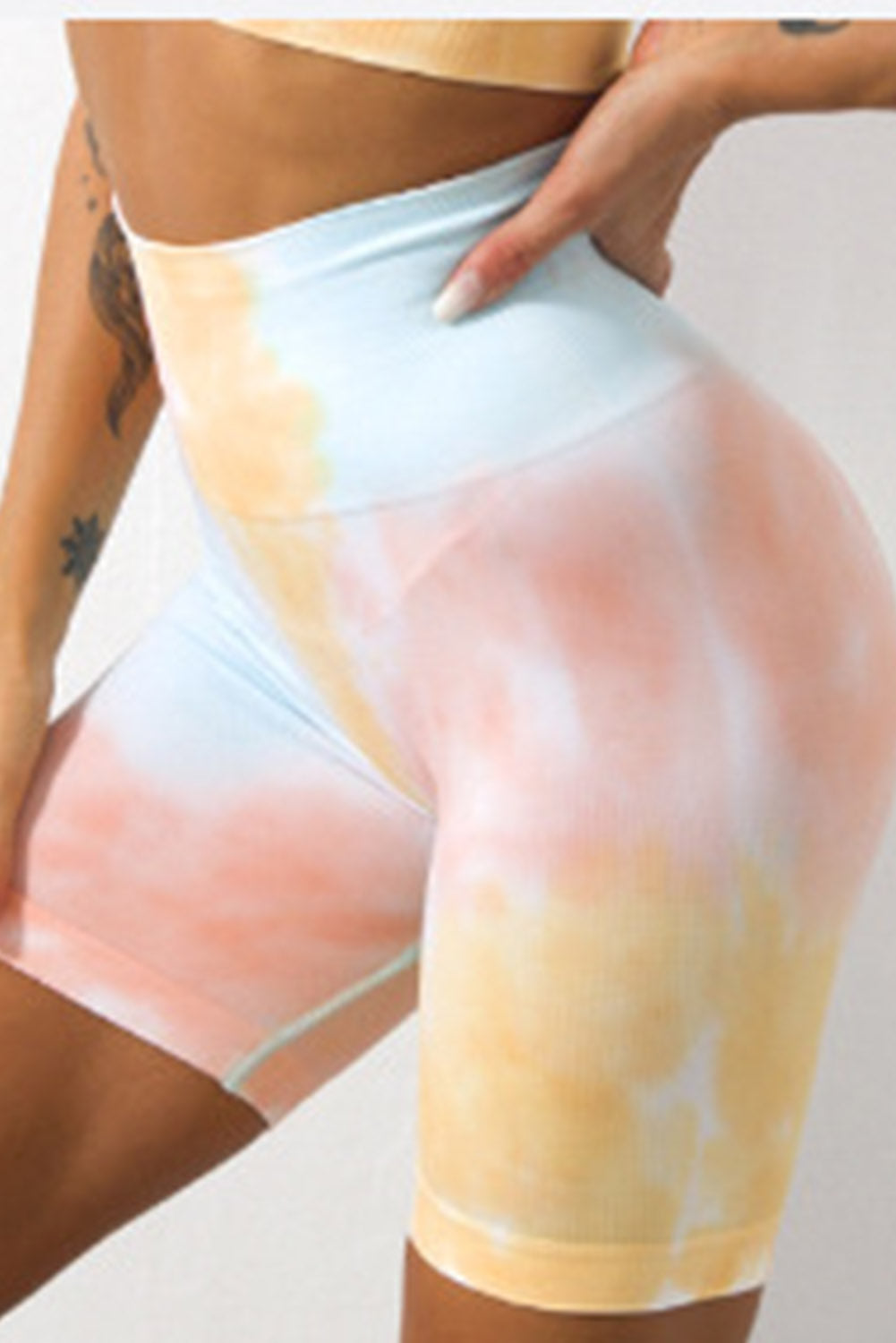 Tie Dye Tummy Control High Waist Skinny Yoga Shorts