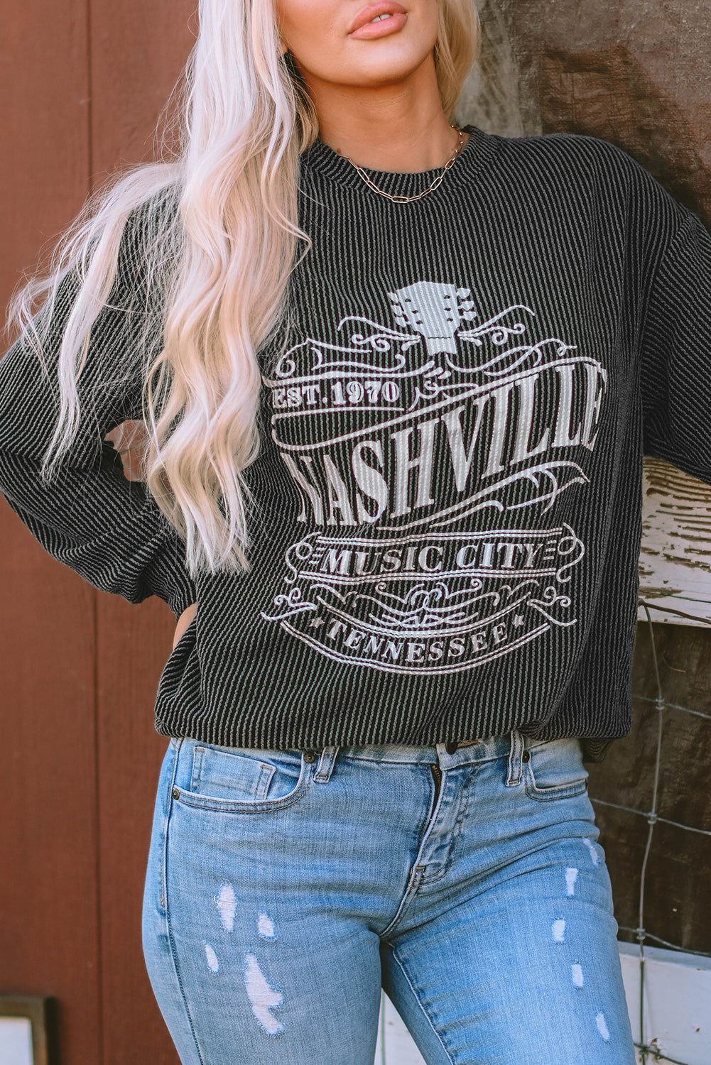 Sudadera con cordón con gráfico de Nashville Music City