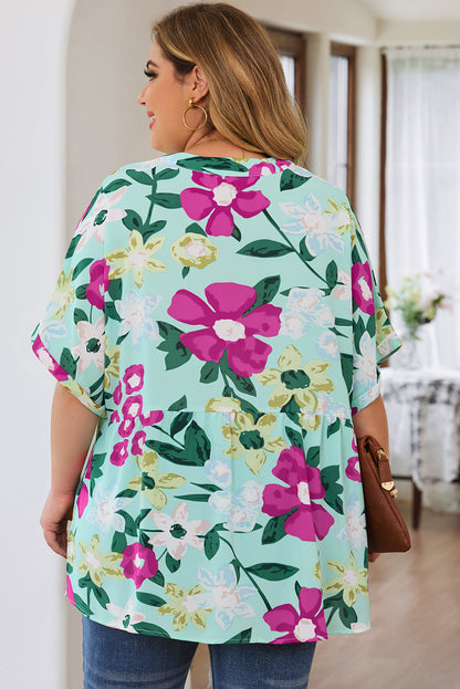 Blusa con escote en V y flores 