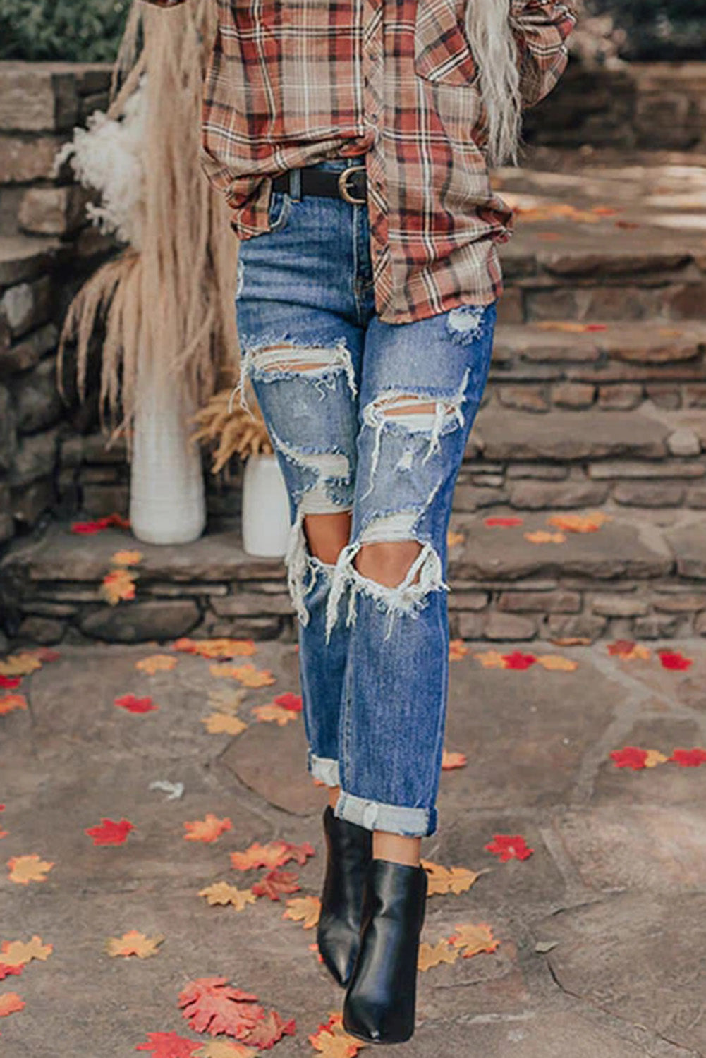 Vintage Distressed Ripped Boyfriend Jeans