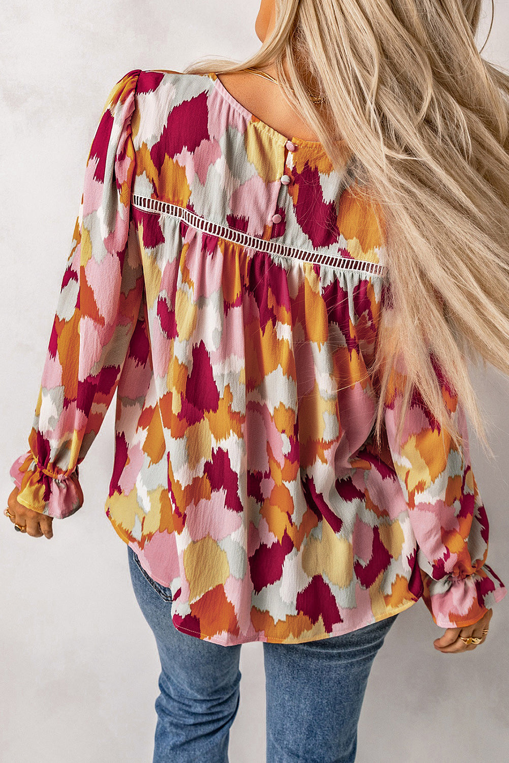 Abstract Printed Long Sleeve Blouse