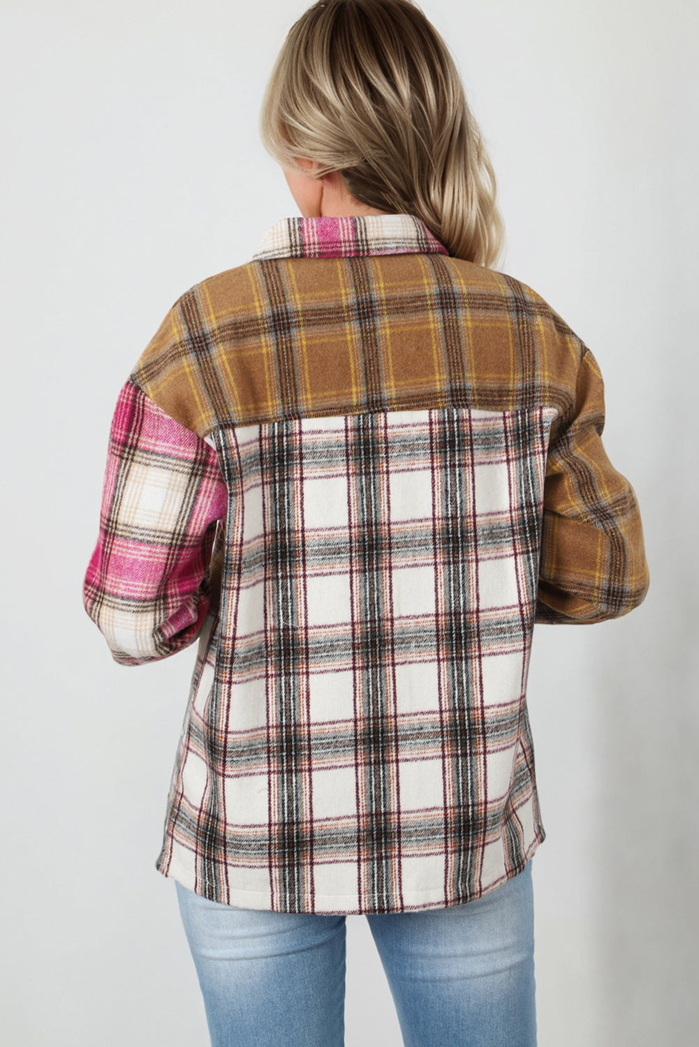 The Plaid Print adds an aesthetic of timelessness to this Snap Buttoned Long Sleeve Jacket, available in a luxuriant brown hue to provide comfort and warmth. Easily dressed up or down, it's been designed with the convenience of snap buttons - an essential for the modern wardrobe. From Moodz Boutique, this high-quality piece is made of 100% Polyester for a long-lasting fit.