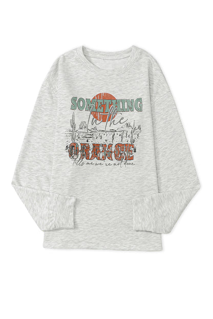 Sudadera relajada con gráfico SOMETHING ORANGE en color gris