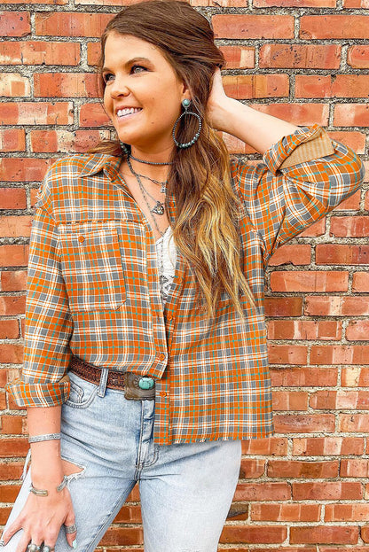 Embark on the boldest of fashion journeys with the Button-Down Plaid Shacket. Dive into the deep waters of adventure with an Aztec embroidered patch on the back. This style isn't afraid to get a bit wild with exposed seams and frayed details. The button-up style, two chest pockets, and collared 100% Cotton make it top-of-the-line. Put your best foot forward in this Mooodz Boutique exclusive!