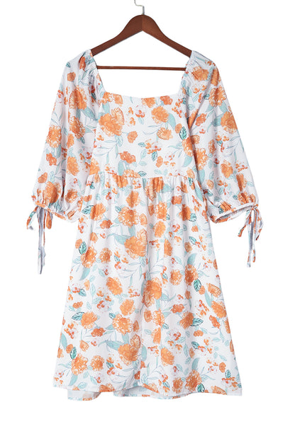 Square Neck Floral Dress