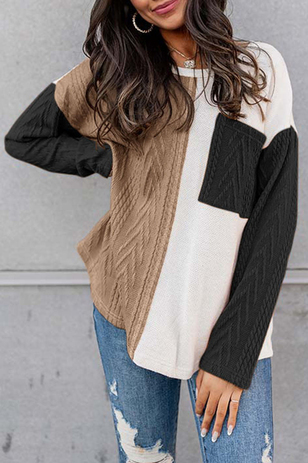 Color Block Textured Top