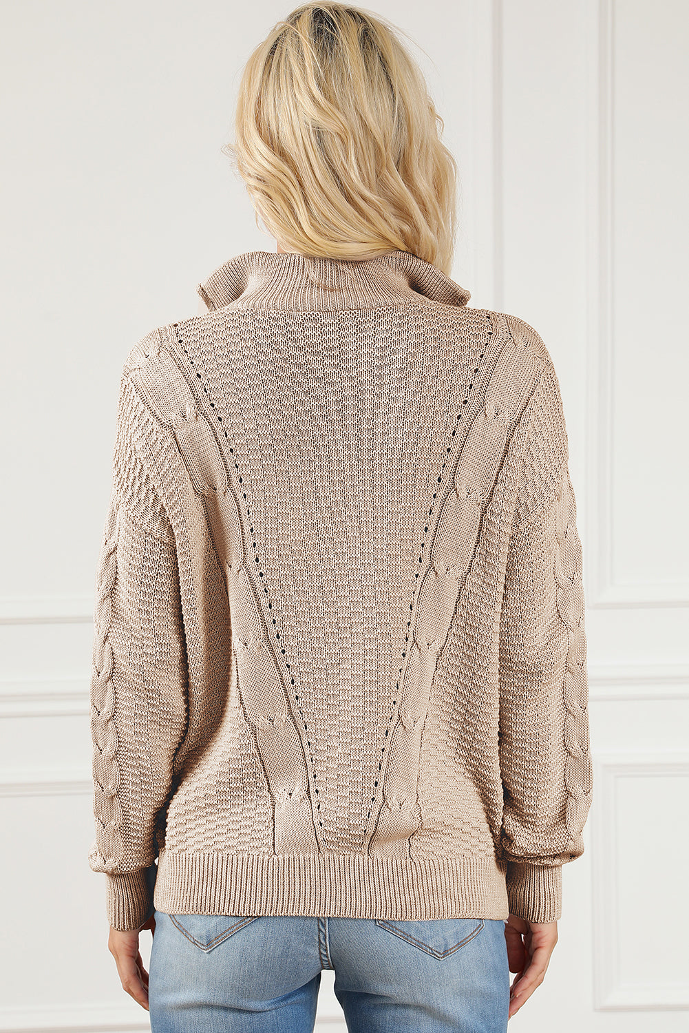 Zipped Cable Knit Sweater