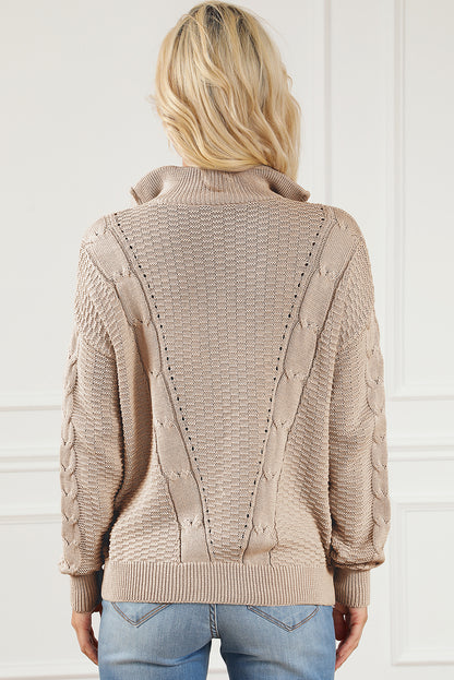 Zipped Cable Knit Sweater