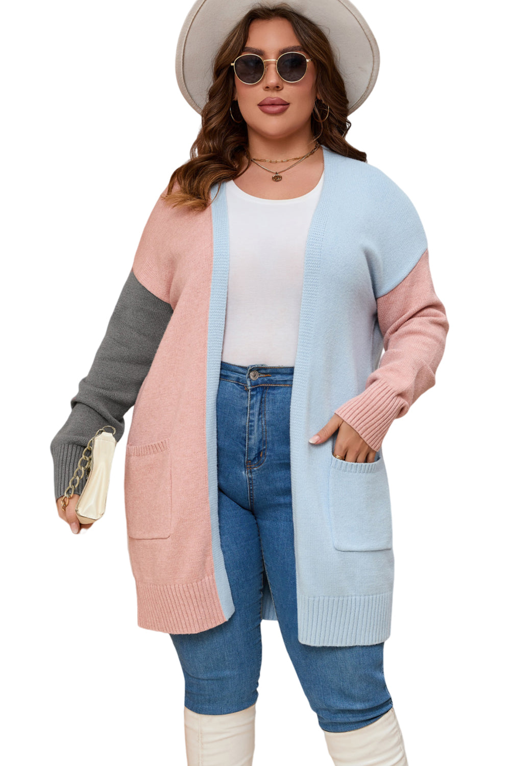 Color Block Pocketed Cardigan