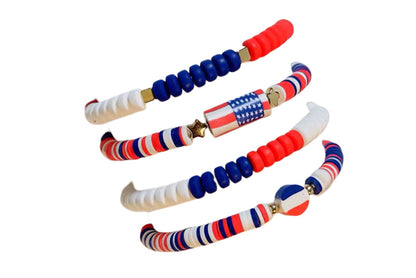 Conjunto de pulseras con estrellas y rayas multicolores del Día de la Independencia