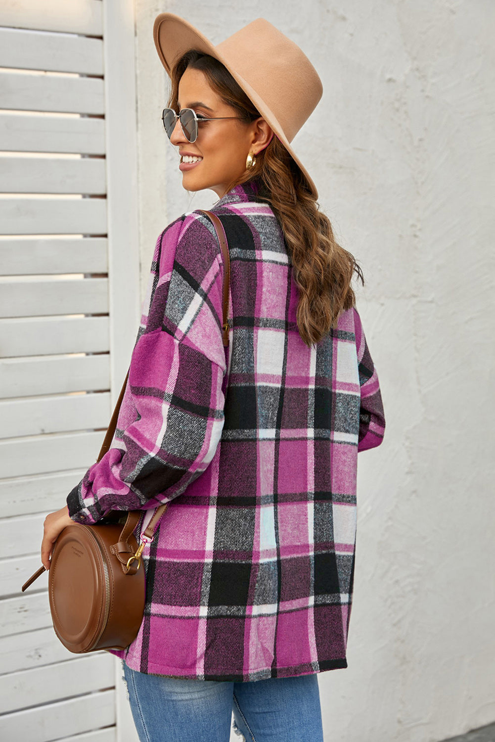 Cozy up in this top-notch, high-quality jacket - perfect for keeping cold temps at bay! Its plaid print gives it a cool, casual look that's made even more stylish with a button closure design. All that, and it pairs with all your favorite bottoms and tops! 100% Polyester in Brown, Beige, Gray, or Violet - pick your fave!