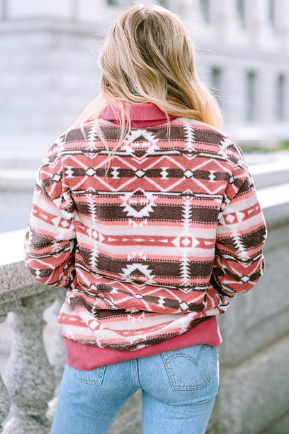 Chaqueta de pana con ribete de sherpa occidental blanca