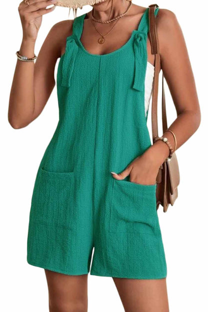 Multicolor Rose Adjustable Straps Pocketed Textured Romper