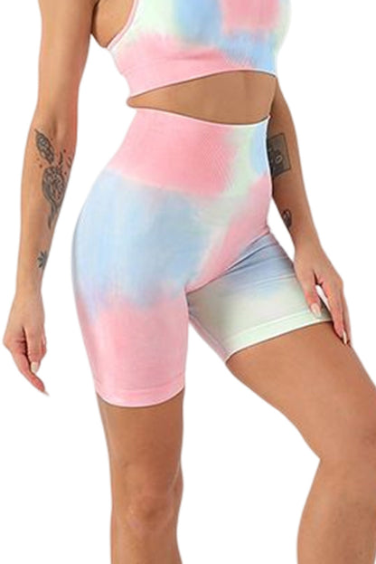 Tie Dye Tummy Control High Waist Skinny Yoga Shorts