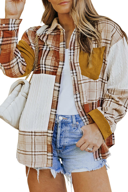 Chaqueta con botones y patchwork a cuadros 