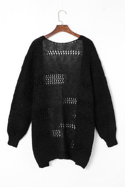 Hollowed Knit Dolman Sleeve Cardigan