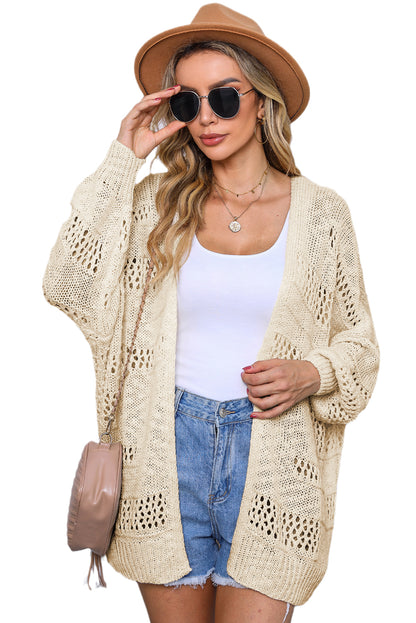 Hollowed Knit Dolman Sleeve Cardigan