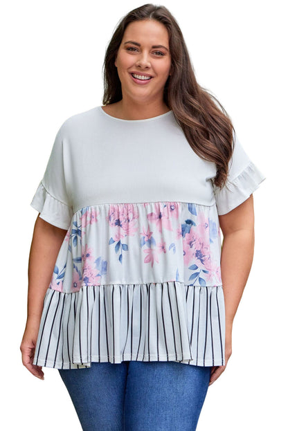 Floral & Stripe Color Block Babydoll