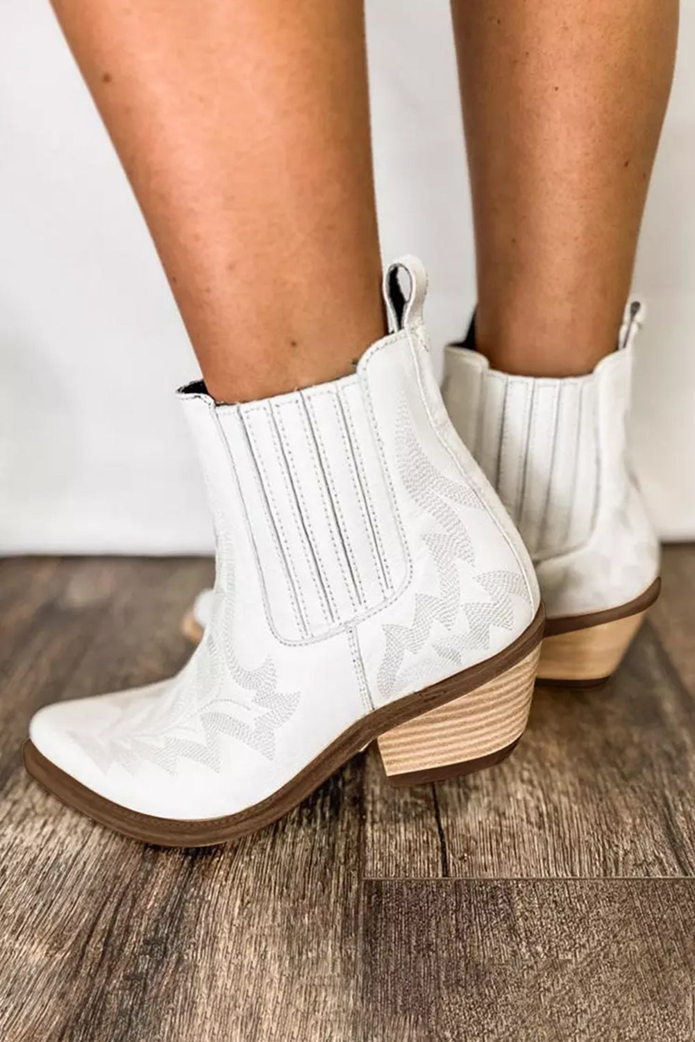 Embroidered Leather Booties