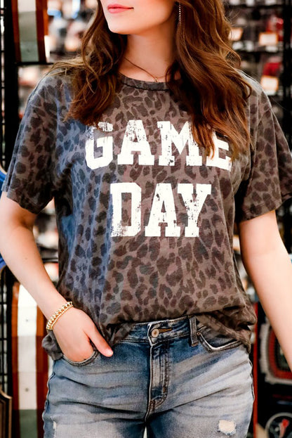 Camiseta con estampado de leopardo GAME DAY en color gris