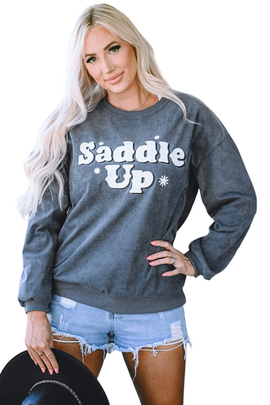 Sudadera con gráfico y cordón Saddle Up en color gris 