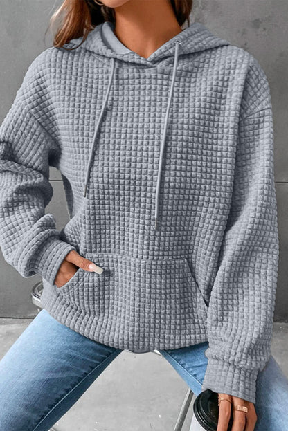 Sudadera con capucha acolchada de talla grande con bolsillos estilo canguro en color gris