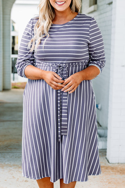 Striped Tie Waist Dress