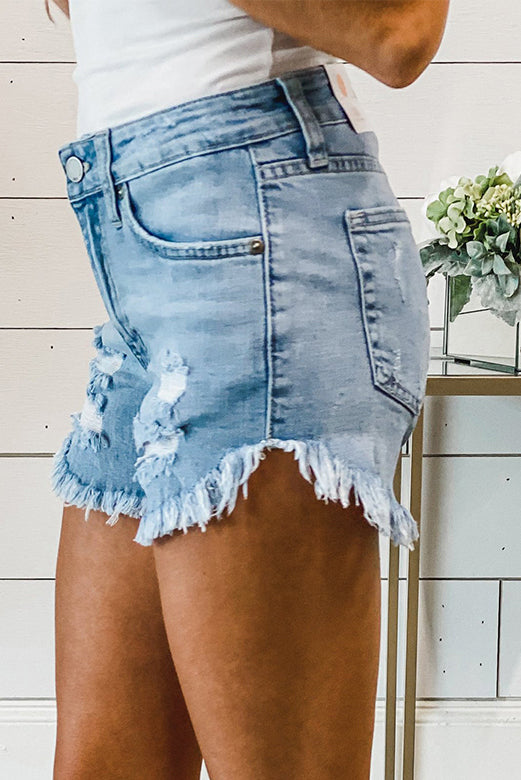 Frayed Hem Denim Shorts