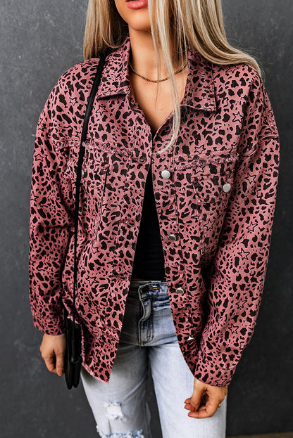 Chaqueta vaquera con botones y estampado de estrellas y lunares de color rosa 