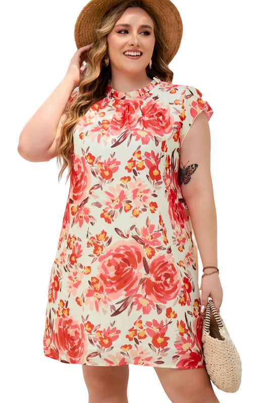 Curvy figure? Check! Chic frills? Check! Flared sleeves? Double check! Comfy and cool with polyester? You better believe it! This floral dress has all the elements to make a stunning statement!