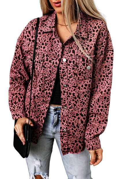 Chaqueta vaquera con botones y estampado de estrellas y lunares de color rosa 