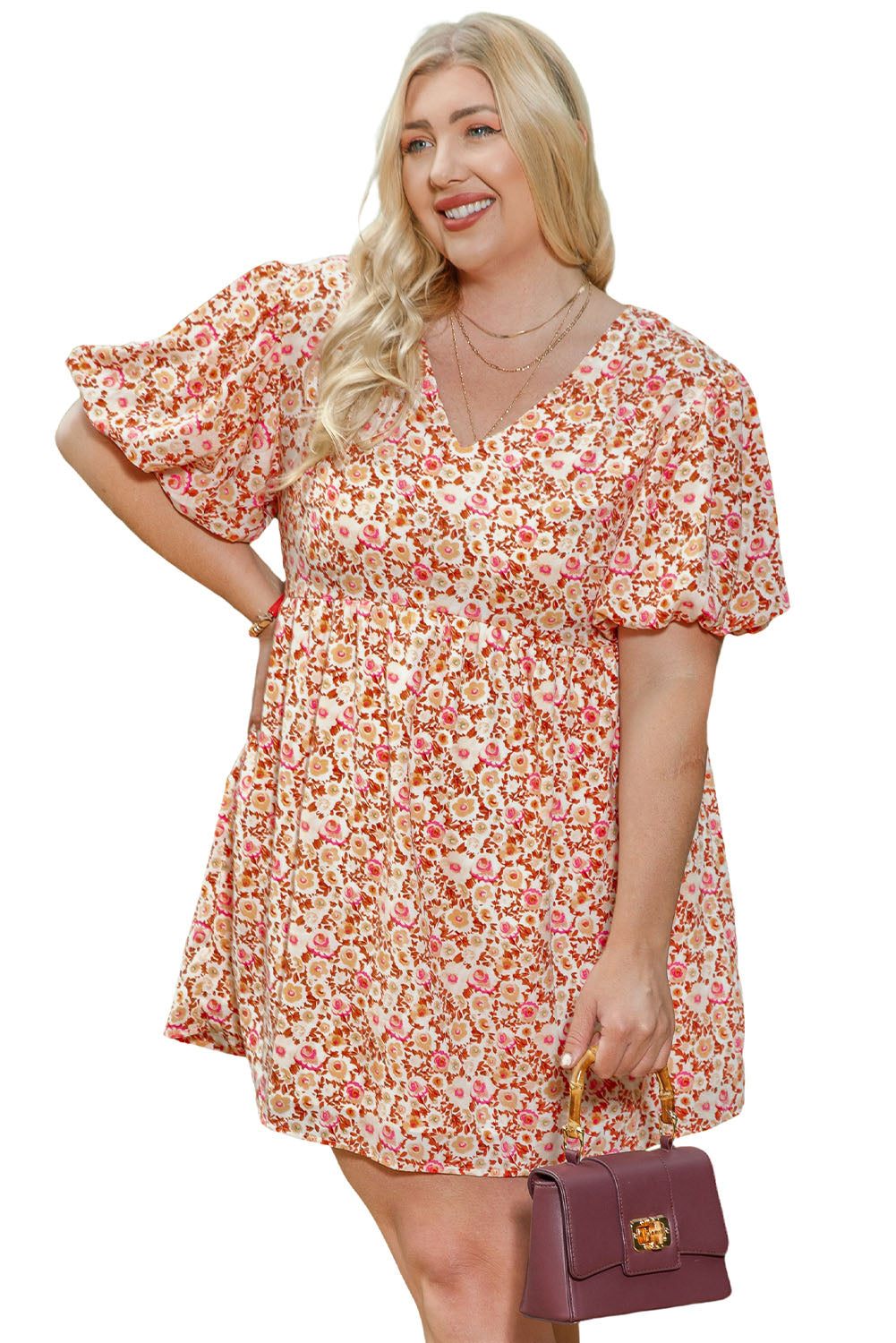 Floral Puff Sleeves Dress