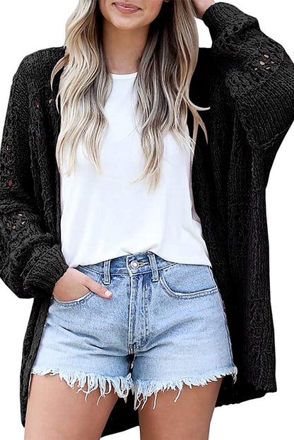 Hollowed Knit Dolman Sleeve Cardigan