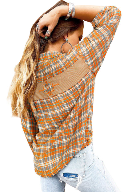 Embark on the boldest of fashion journeys with the Button-Down Plaid Shacket. Dive into the deep waters of adventure with an Aztec embroidered patch on the back. This style isn't afraid to get a bit wild with exposed seams and frayed details. The button-up style, two chest pockets, and collared 100% Cotton make it top-of-the-line. Put your best foot forward in this Mooodz Boutique exclusive!