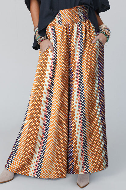 Geometric Wide Leg High Waist Pants