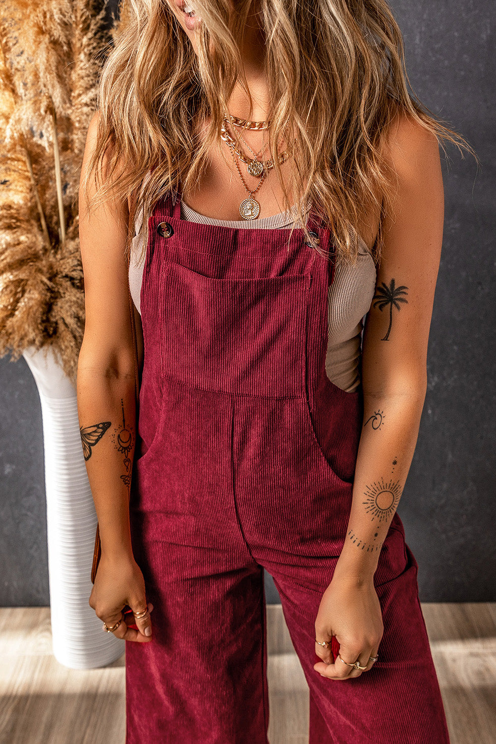 Corduroy Wide Leg Overalls