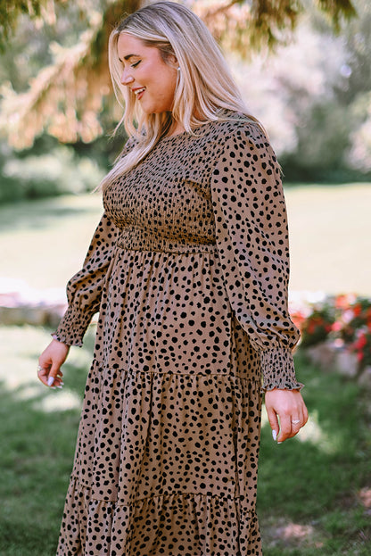 Smocked Tiered Leopard Dress