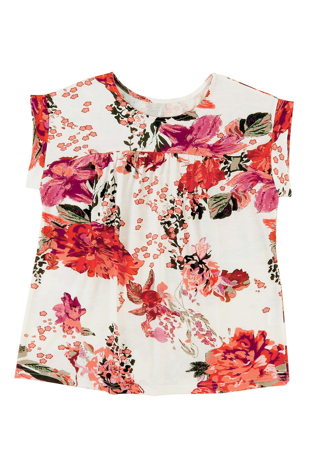 Blusa de manga larga con estampado floral retro en color rojo