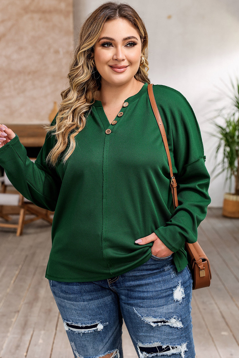 Buttoned Long Sleeve Top