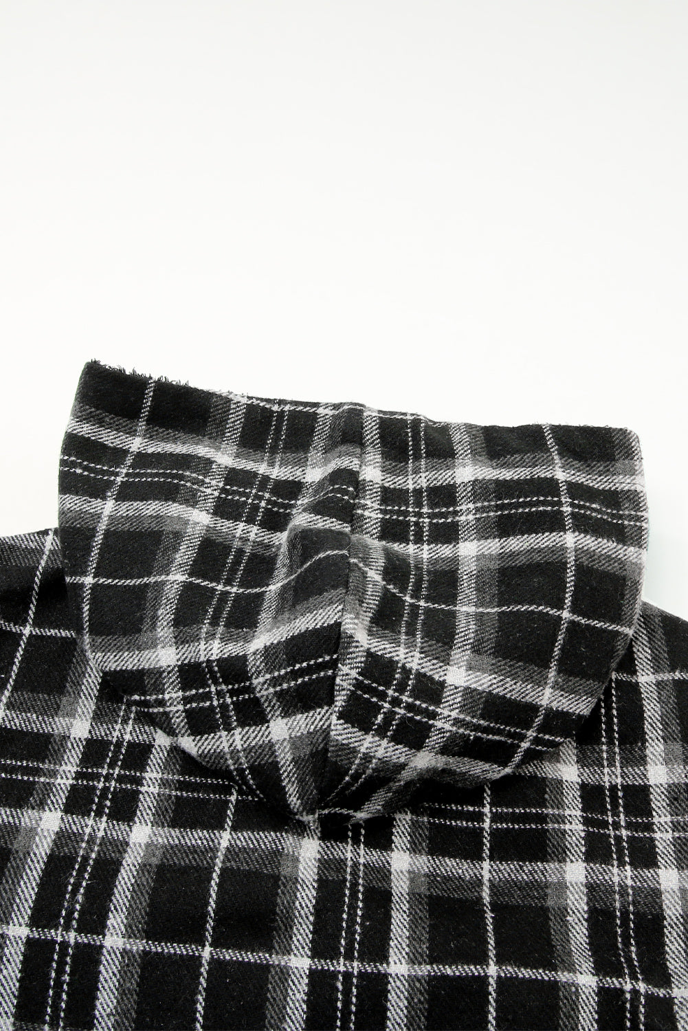 Gray Plaid Pattern Sherpa Lined Hooded Shacket