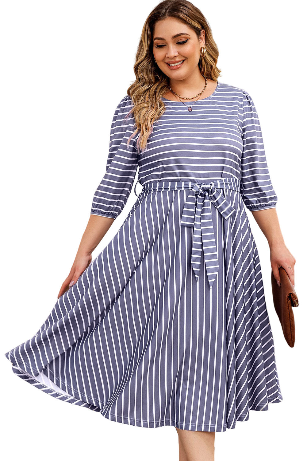 Striped Tie Waist Dress