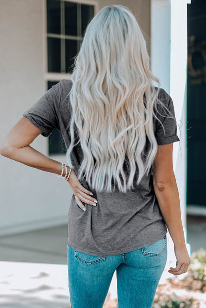 Camiseta con gráfico de copo de nieve y gorro de Papá Noel en color gris