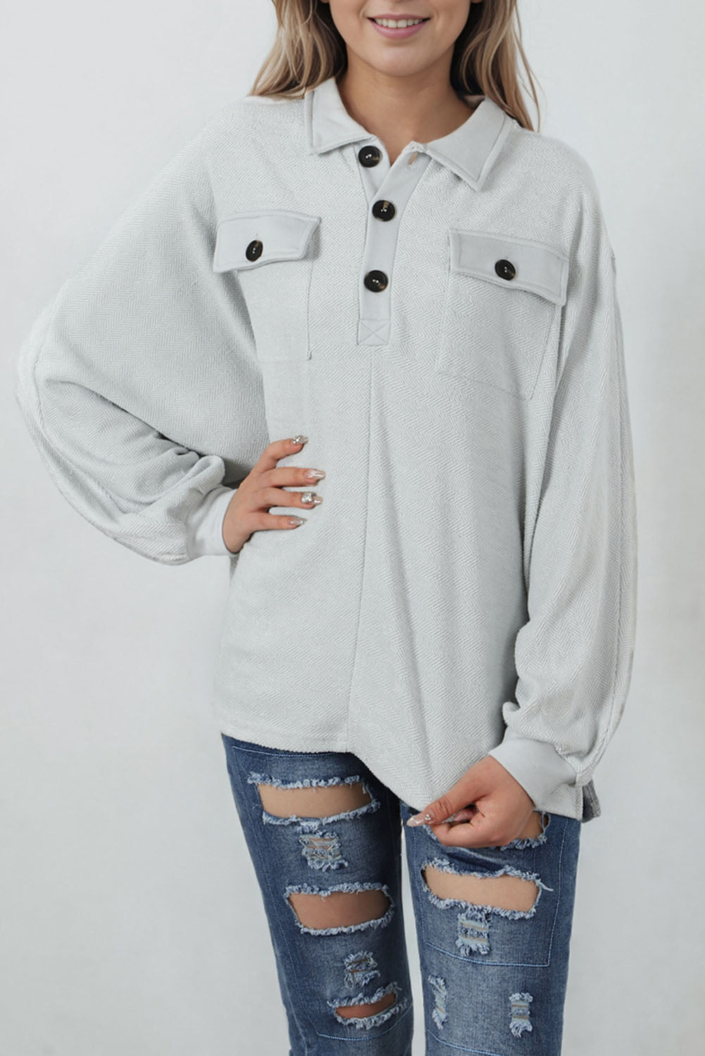 Oversized Collared Sweatshirt