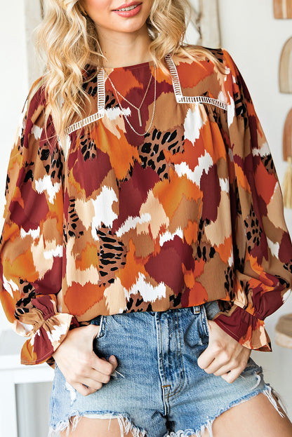 Abstract Printed Long Sleeve Blouse