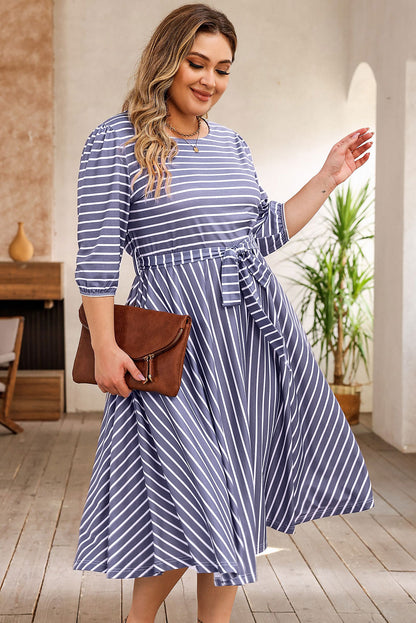 Striped Tie Waist Dress