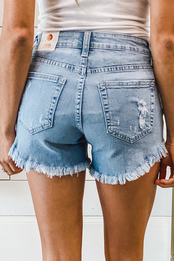 Frayed Hem Denim Shorts